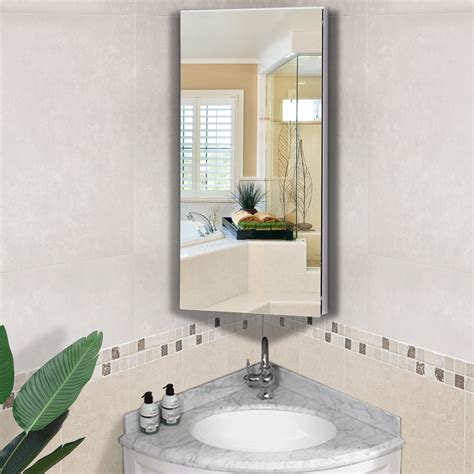 stainless steel mirrored corner bathroom cabinet|mirror fronted bathroom wall cabinets.